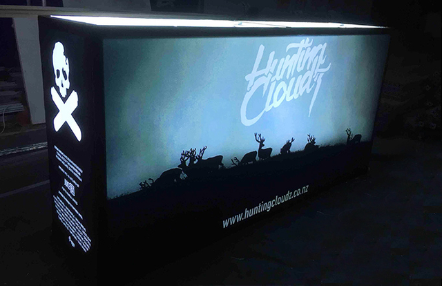 backlit trade show counter