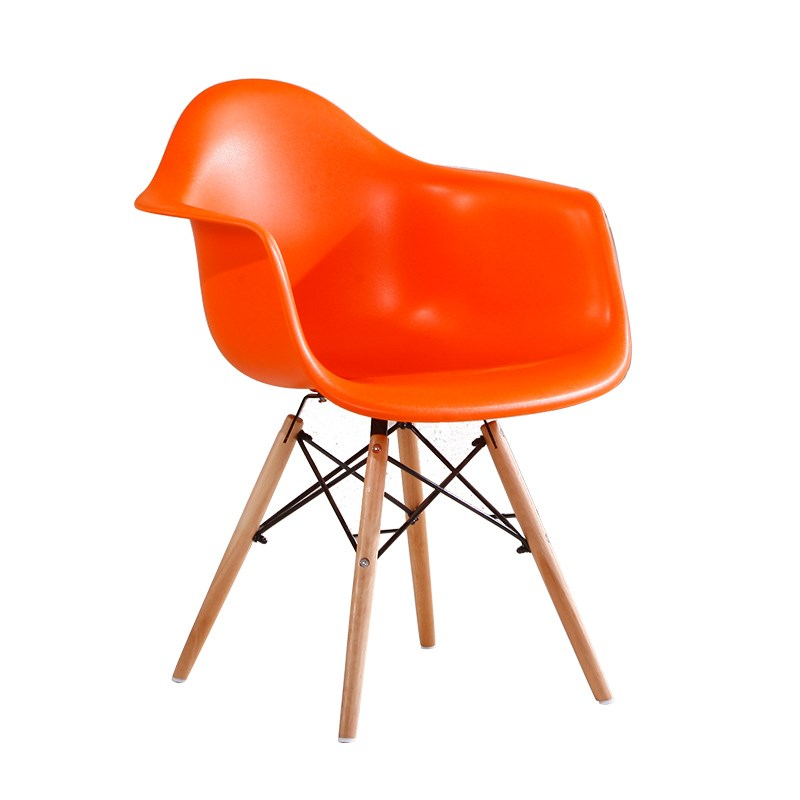 Orange Stylish Arm Chair with Wood Legs