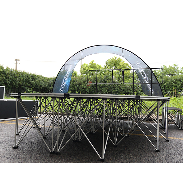 Easy Setup Aluminum Carpeted Portable Pop Up Folding Spider Stage for Hotel